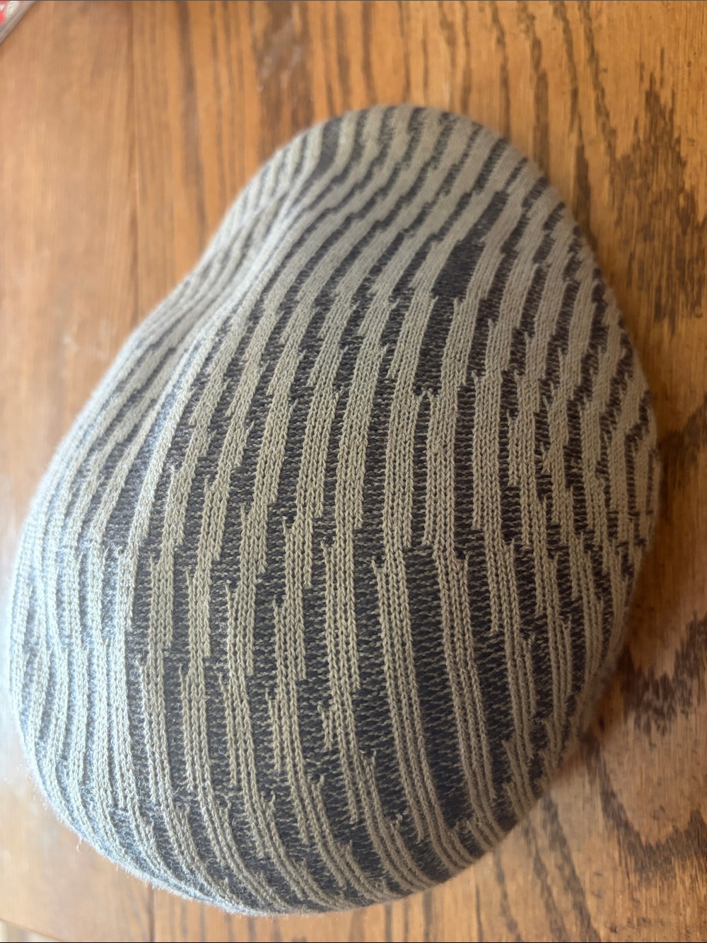 Kangol Striped Ribbed Flat Cap in Gray and Black